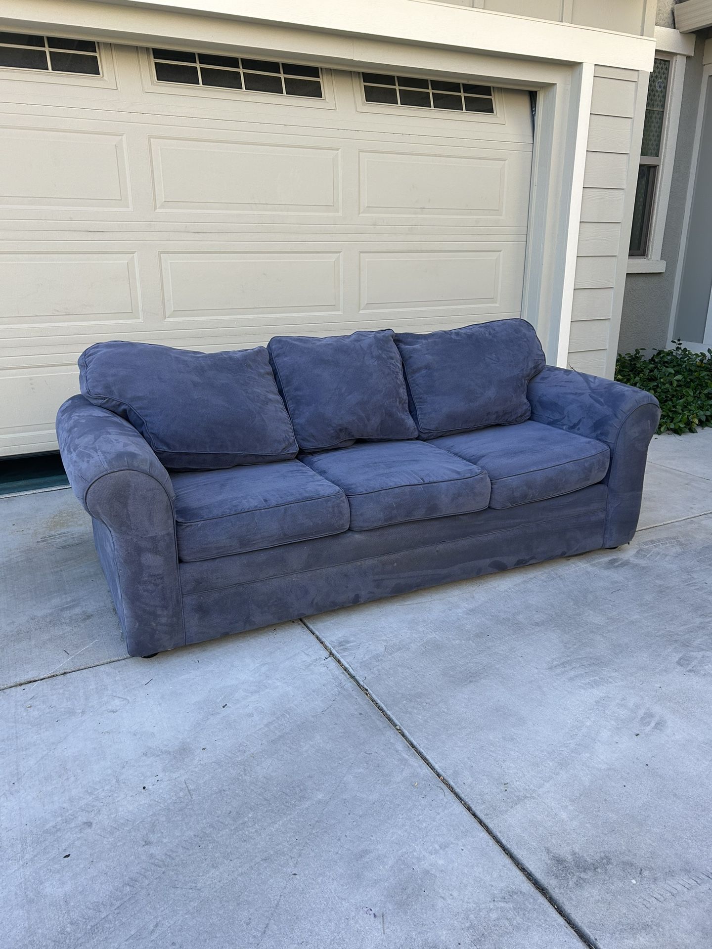Blue Microfiber 3-Seater Couch - $140