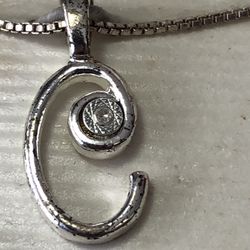 Sterling Silver “C” With Genuine Diamond 