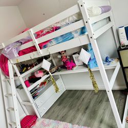 Loft Bunk Bed White Color With Drawers With Office Desk