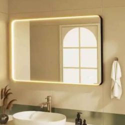 Espejo Frame Negro Con Luz Para Baño