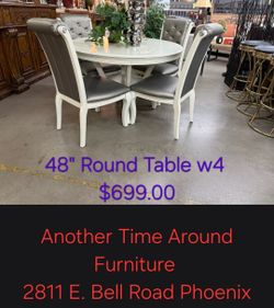 48" Round Dining Table Set with 4 Chairs We are located at 2811 East Bell road. Another Time Around Furniture.