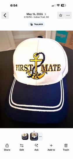 Captain & First Mate Nautical Baseball Caps - White & Navy
