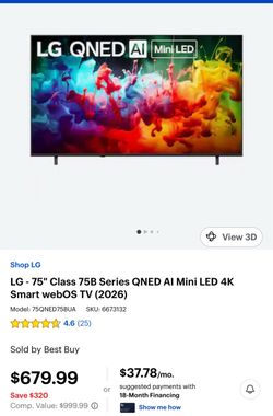 LG 75" QNED AI Mini LED 4K Smart TV
