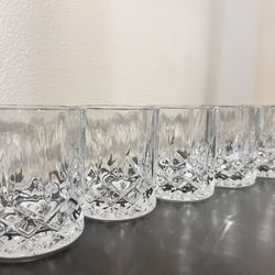 Set Of 6 Crystal Glasses 3.75” Tall