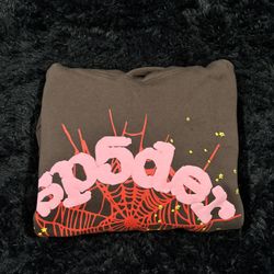Spider Worldwide Brown and Pink Puff Hoodie Size M 