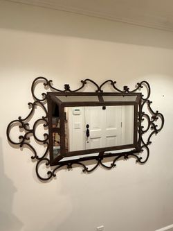 Large Decorative Wrought Iron Wall Mirror