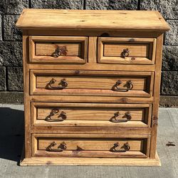natural pine 5 drawer dresser