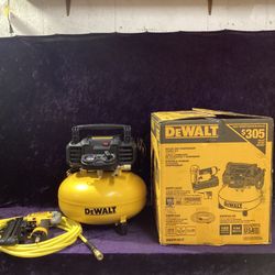 🧰🛠DEWALT 6 Gal. Heavy-Duty Electric Pancake Air Compressor/18G Brad Nailer & Hose-NEW!-180!🧰🛠