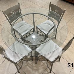 Round Dining Table w/ chairs and Bar Cabinet