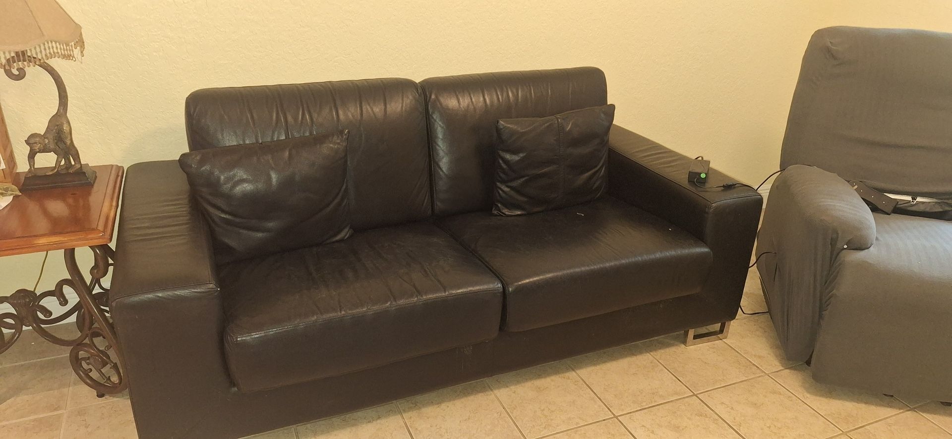 Black leather couch