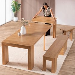 NEW – Transformer Dining Table + Bench | Scandinavian Oak