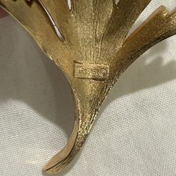 Vintage Trifani Gold tone Brooch 1960s Leaf