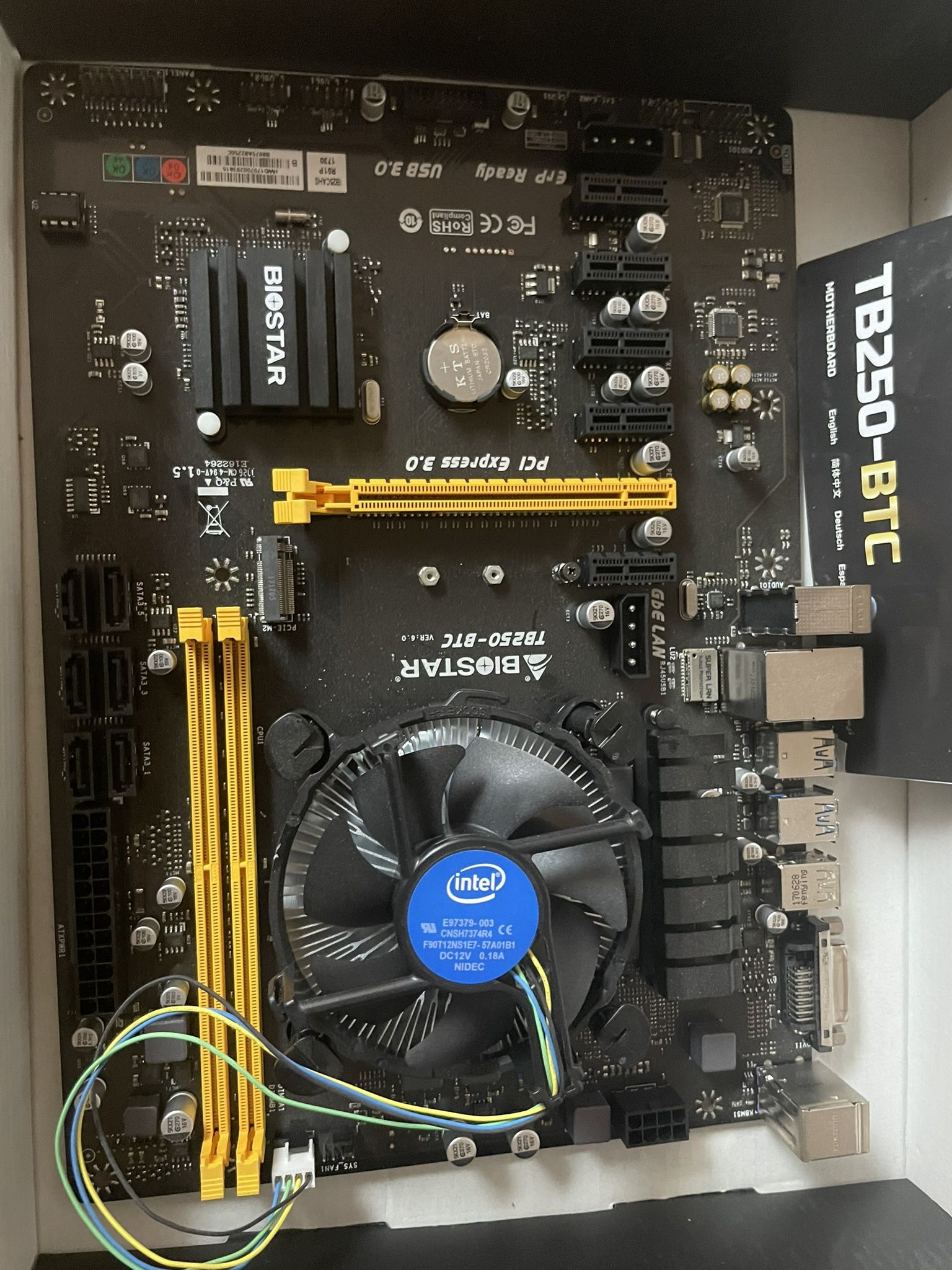 Biostar TB250 BTC Pro LGA1151 DDR4 ATX motherboard + CPU Intel G4400 &  Cooler