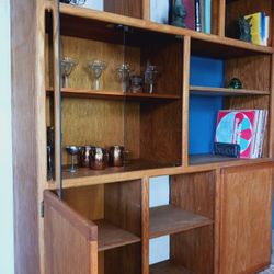 Post Modern Oak Wall Unit, Bookcase Bookshelves