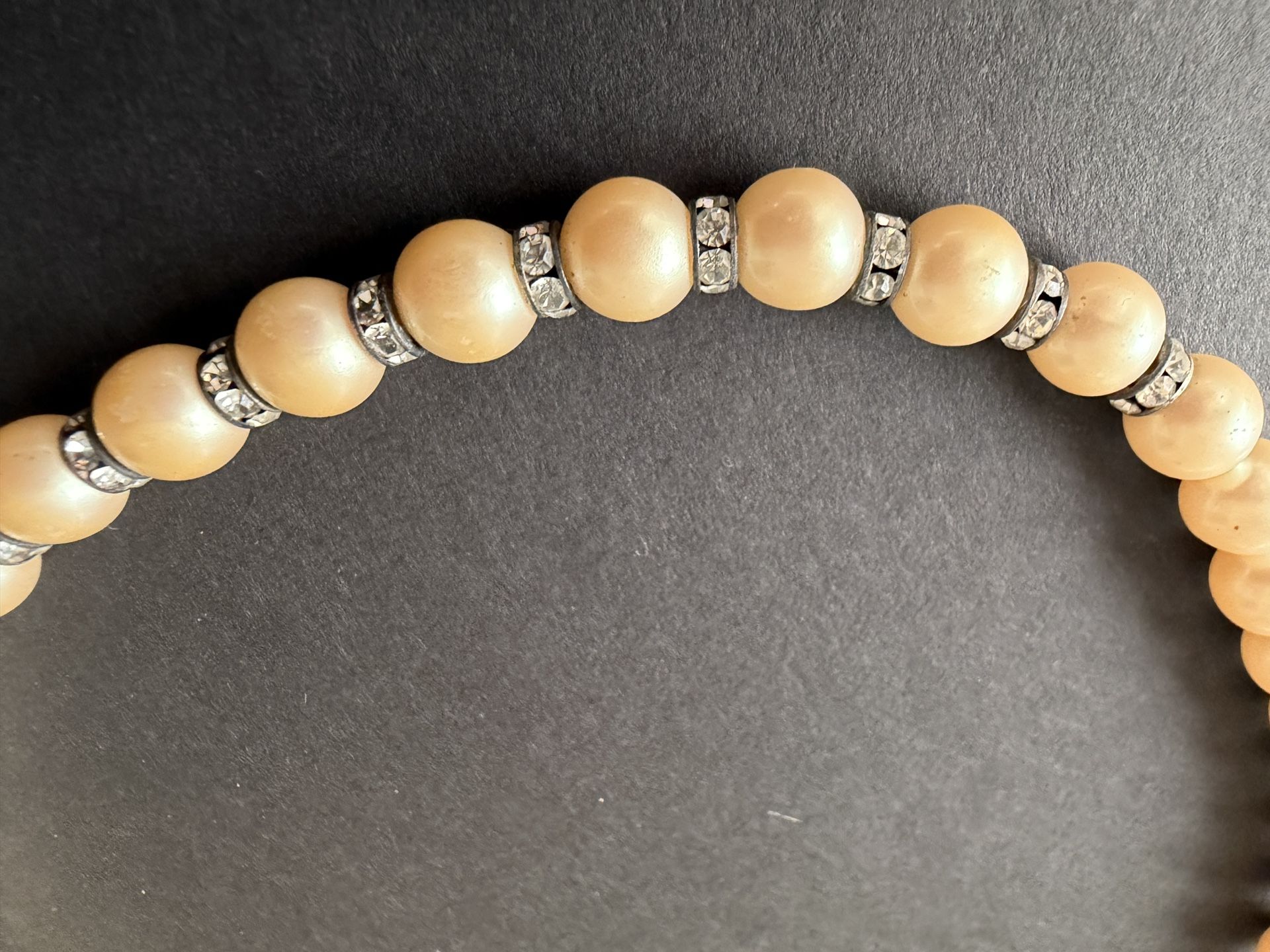 Vintage Faux Pearl Necklace from the 1980s W/ crystal spacers and round pearls!