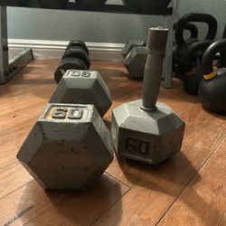 60LB Dumbbell And 1 Broken 60 LB Dumbell 