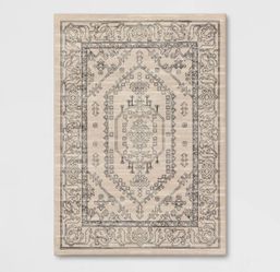 Modern Beige Cream Black 5x7 Plush Persian Area Rug
