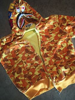 BAPE Shark Full-Zip Hoodie Orange Camo