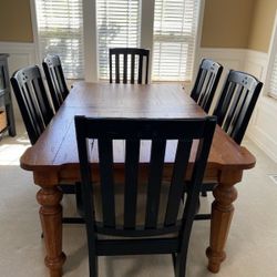 Distressed Oak Dining Table Set