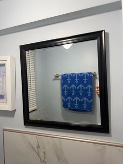 Square Wall Mirror, Black Frame, Bathroom or Entryway