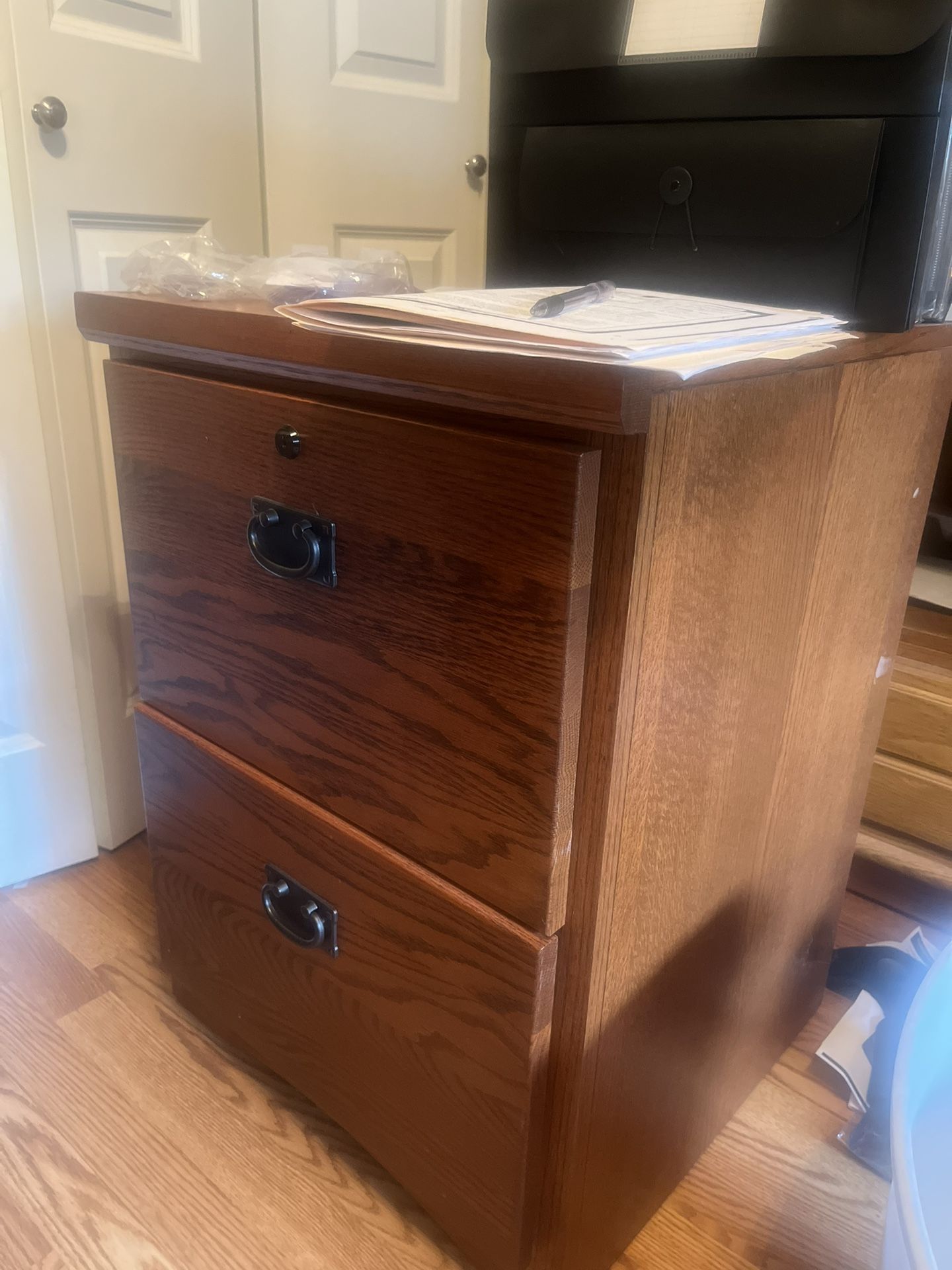 2 Drawer Wood Filing Cabinet For Sale