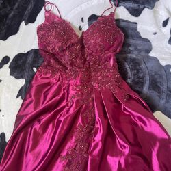 burgundy prom dress
