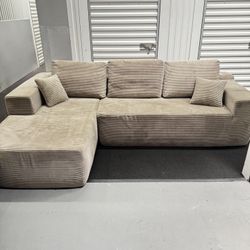 Tan Corduroy Sectional Sofa