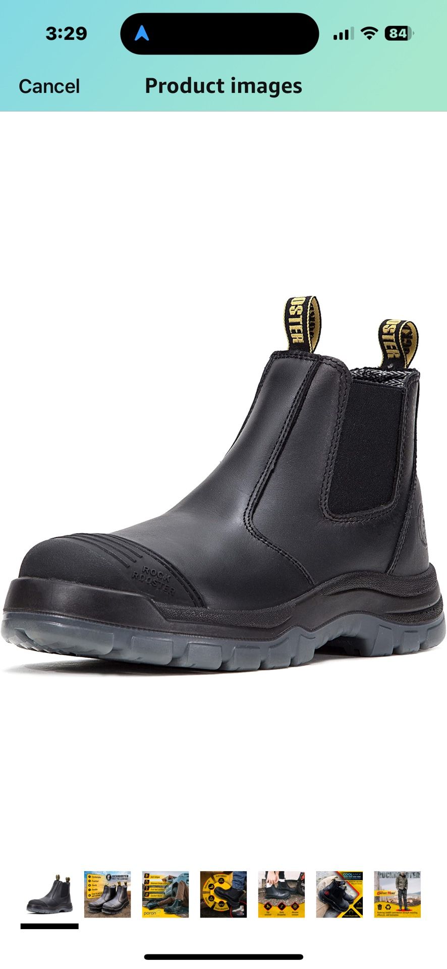 ROCKROOSTER Mens Work Boots, 6 inch Steel Toe, Pull On Safety Leather Chelsea Work Shoes Static Dissipative(AK227, AK222) Size 11.5 Men