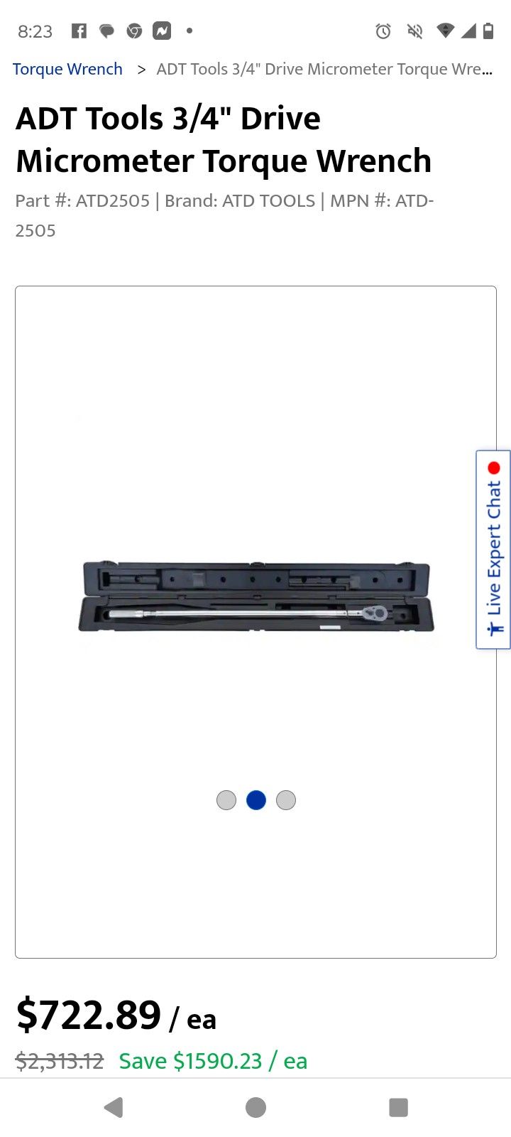 3 Ft Long New Torque Wrench With Case