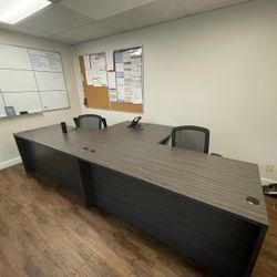 Large L-Shaped Office Desk Dark Gray