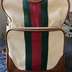Authentic Gucci Stripe Canvas Backpack