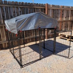 New! Durable 4x4x4 Outdoor Pet Playpen Kennel with Sun & Rain Shade – Perfect for Medium-Sized Pets!
