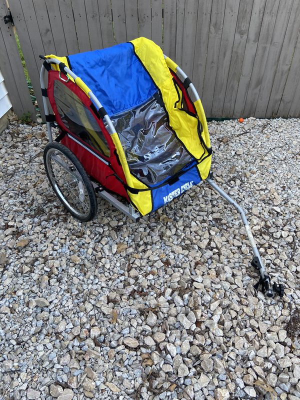 Master Cycle Two Seat Bike Trailer with Harnesses and Weather Cover for