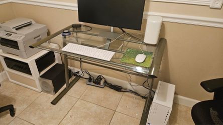Modern glass top desk