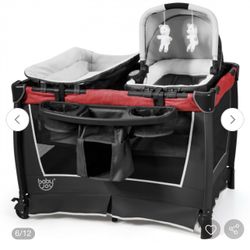 4-In-1 Convertible Portable Baby Play Yard With Toys And Music Player-Red  (OPEN BOX NEVER USED).            NO TRADES.       NO SHIPPING.  ( EAST PAL