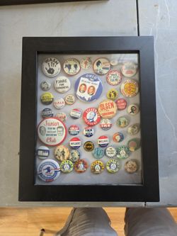 Vintage Political Campaign Pin Button Collection Framed