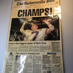 U of F GATOR CHAMPS 1997 Front Page of The Gainesville Sun