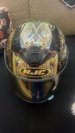 HJC Gold and black helmet with gold visor size s