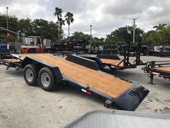 20' gravity tilt car hauler. 7k lbs torsion axels. Comes w/ 5 year warranty covering everything