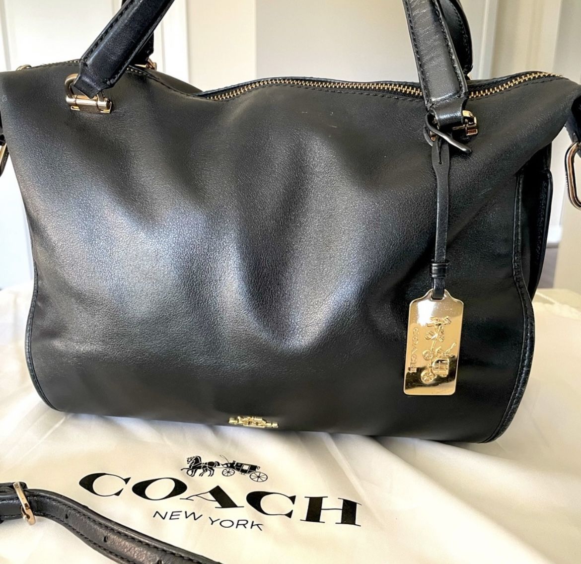 Black Leather Coach Cross Body Purse - Original Price $450