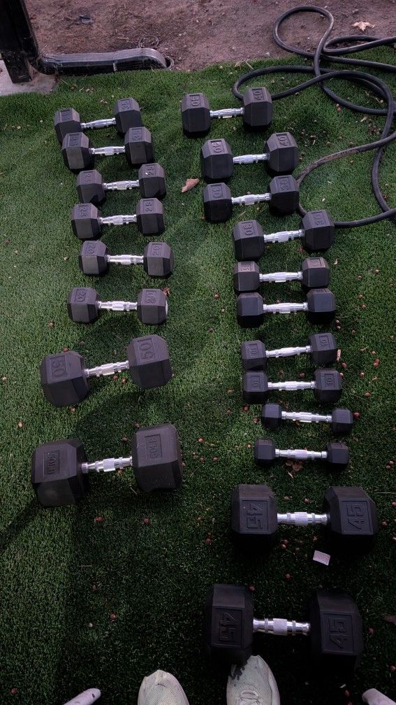 550lb Rubber Hex Dumbbells