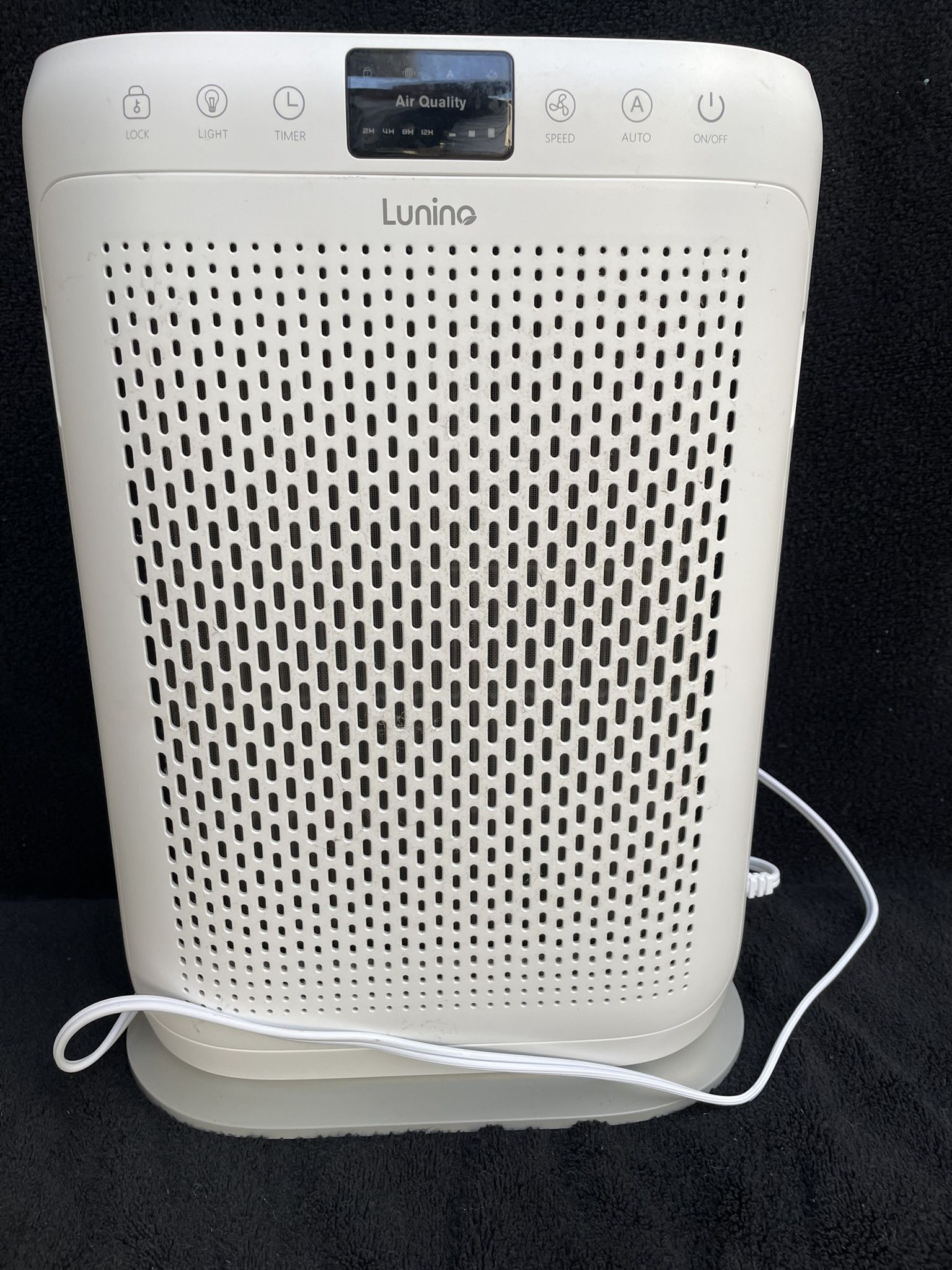 Lunino Air Purifier used, blue nightlight, pad for essential oils- check price and reviews on Amazon!