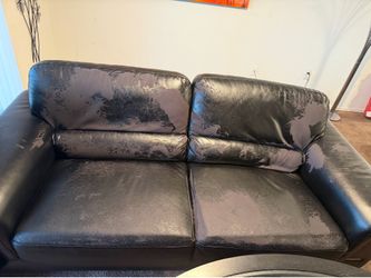 Black Faux Leather Loveseat Sofa Set of 2