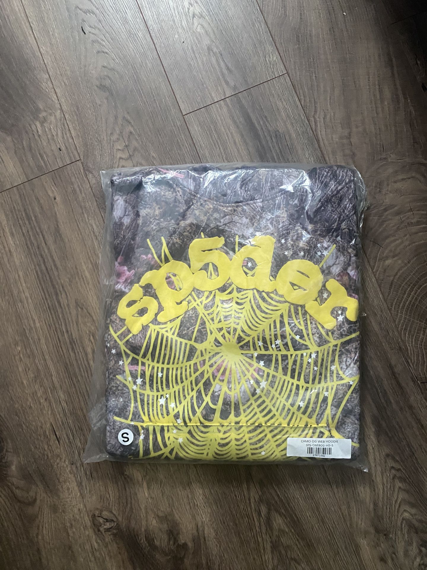 Camo Yellow Sp5der Hoodie Size Small