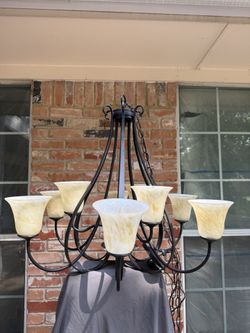 10-1459 Hubbardton Forge Nine-Light Wrought Iron Chandelier