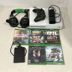 Xbox One S Bundle (Hard Drive, Games, Headset, Charger)