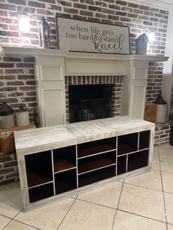 Beautiful Refinished Low Media Console / Entertainment Center / Window Seat / Entryway Piece for Shoes