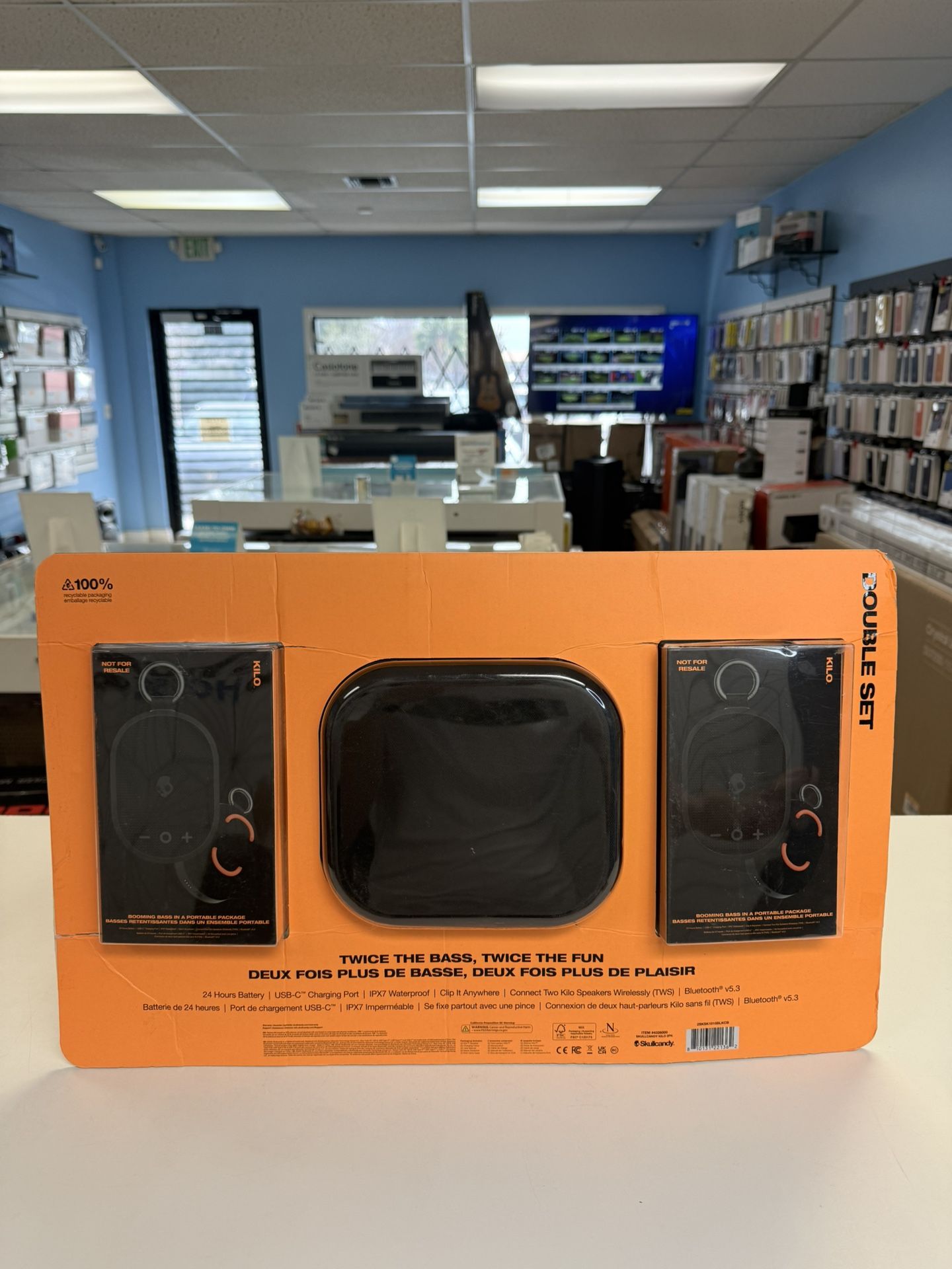 Skullcandy Kilo Wireless Bluetooth Double Speaker Set with Case Bundle, 2-pack New 