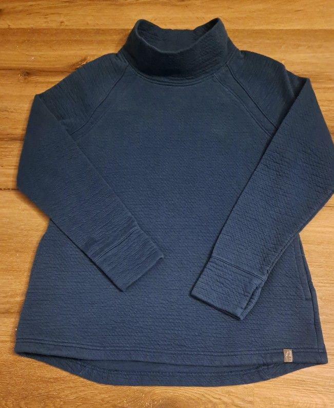 LL BEAN • Quilted Turtleneck Sweater Women Size M Pullover Sweatshirt Jacket