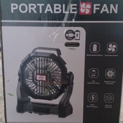 Portable Fan Charger/W Light 